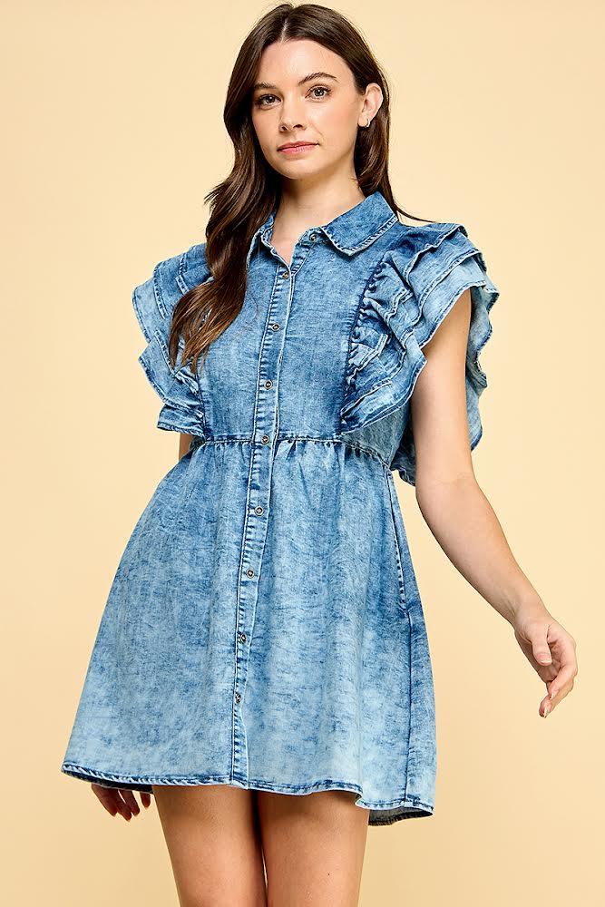 Denim Dreams Ruffle Dress
