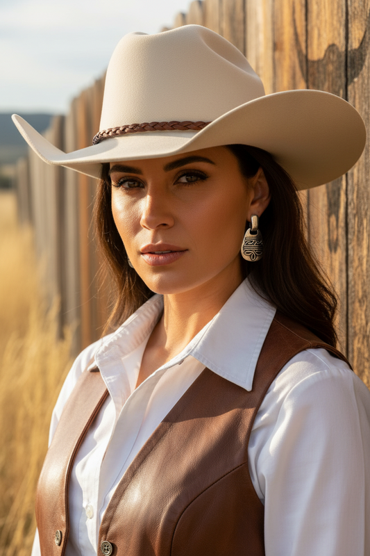 Brush Silver Boot Stitch Earrings
