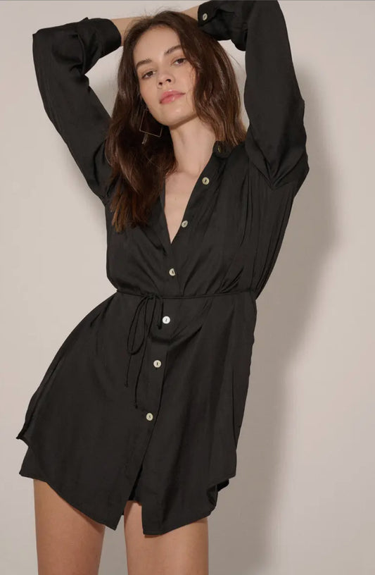 Solid Button Down High-Waisted Belt Shirt Romper