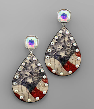 Crystal Flag Teardrop Earrings