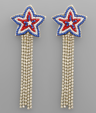 USA Crystal Star Dangle Earrings
