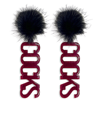 Fuzzy PomPom Team Earrings