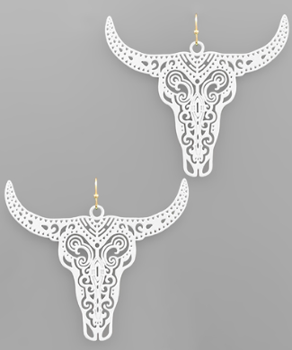 Bull Skull Filigree Earrings