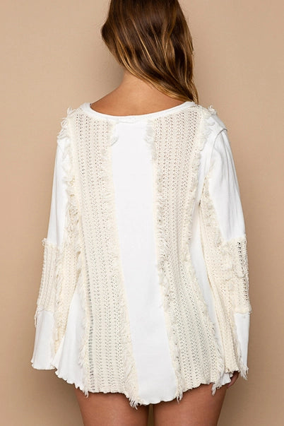 Flare Sleeve Panel Knit Top