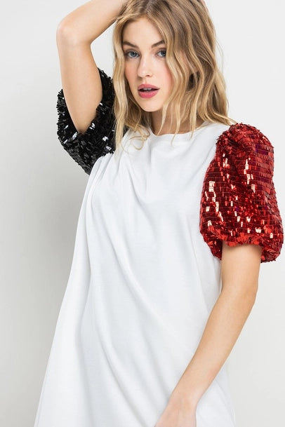 Gameday Sequin Sleeve Dress