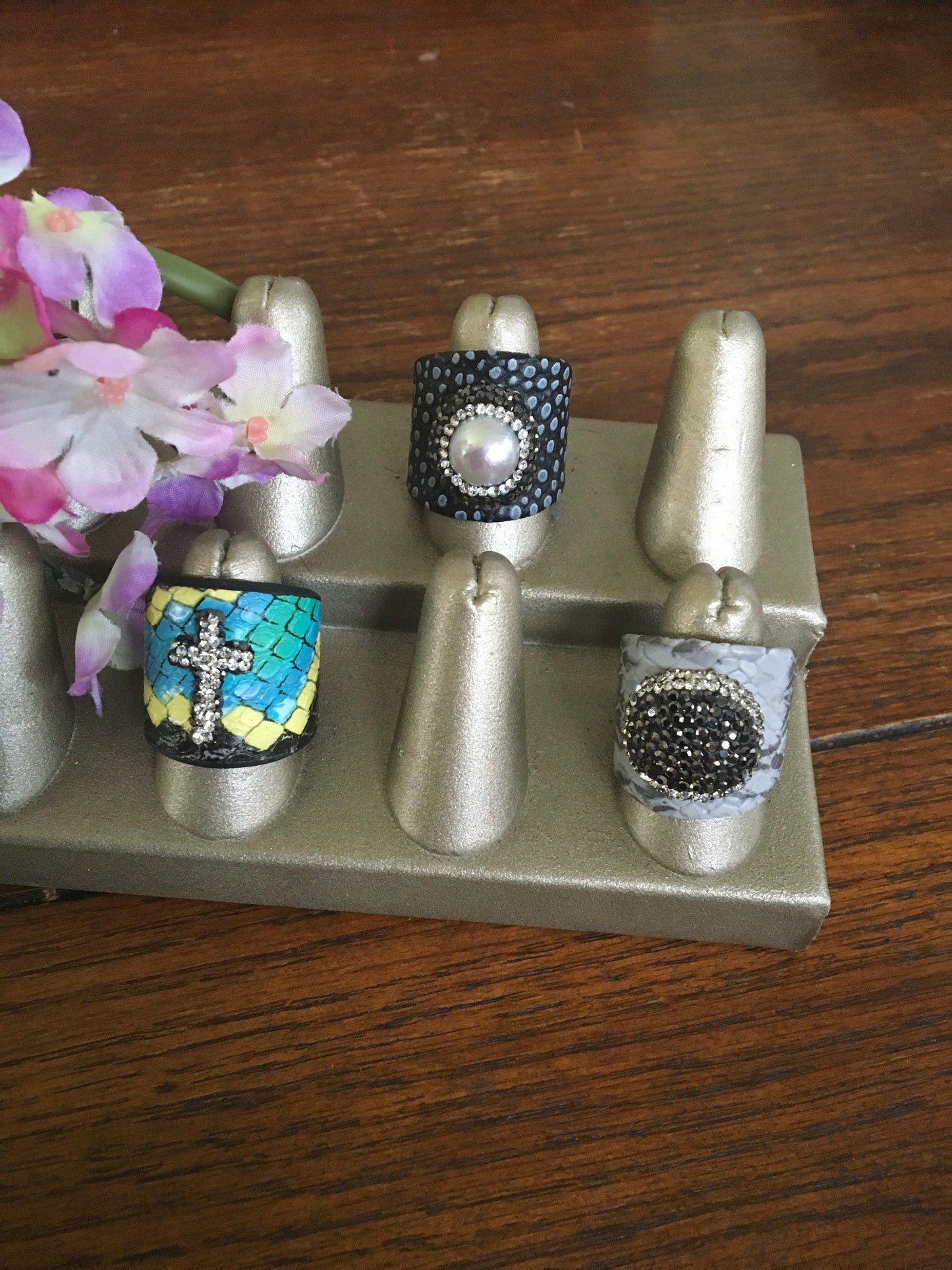 Snakeskin Pearl Cuff Ring