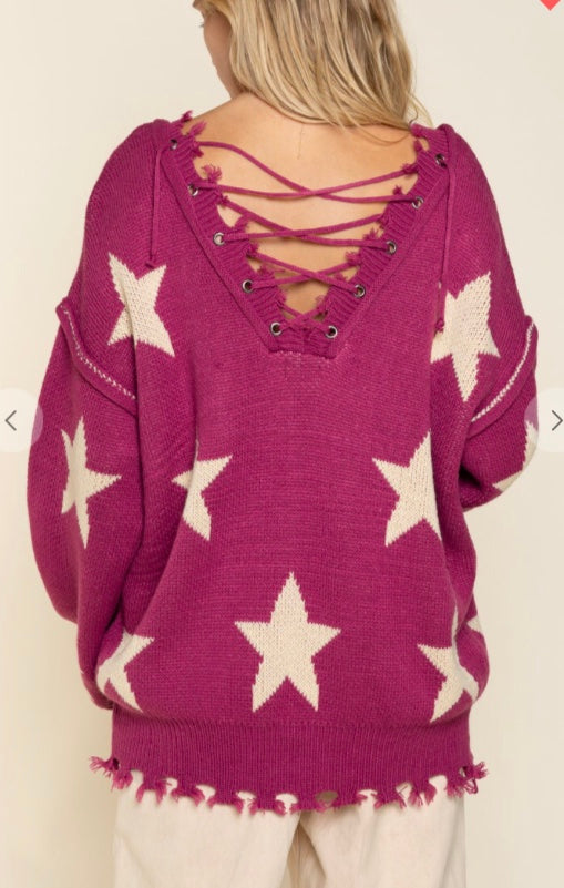 Distressed Star Sweater