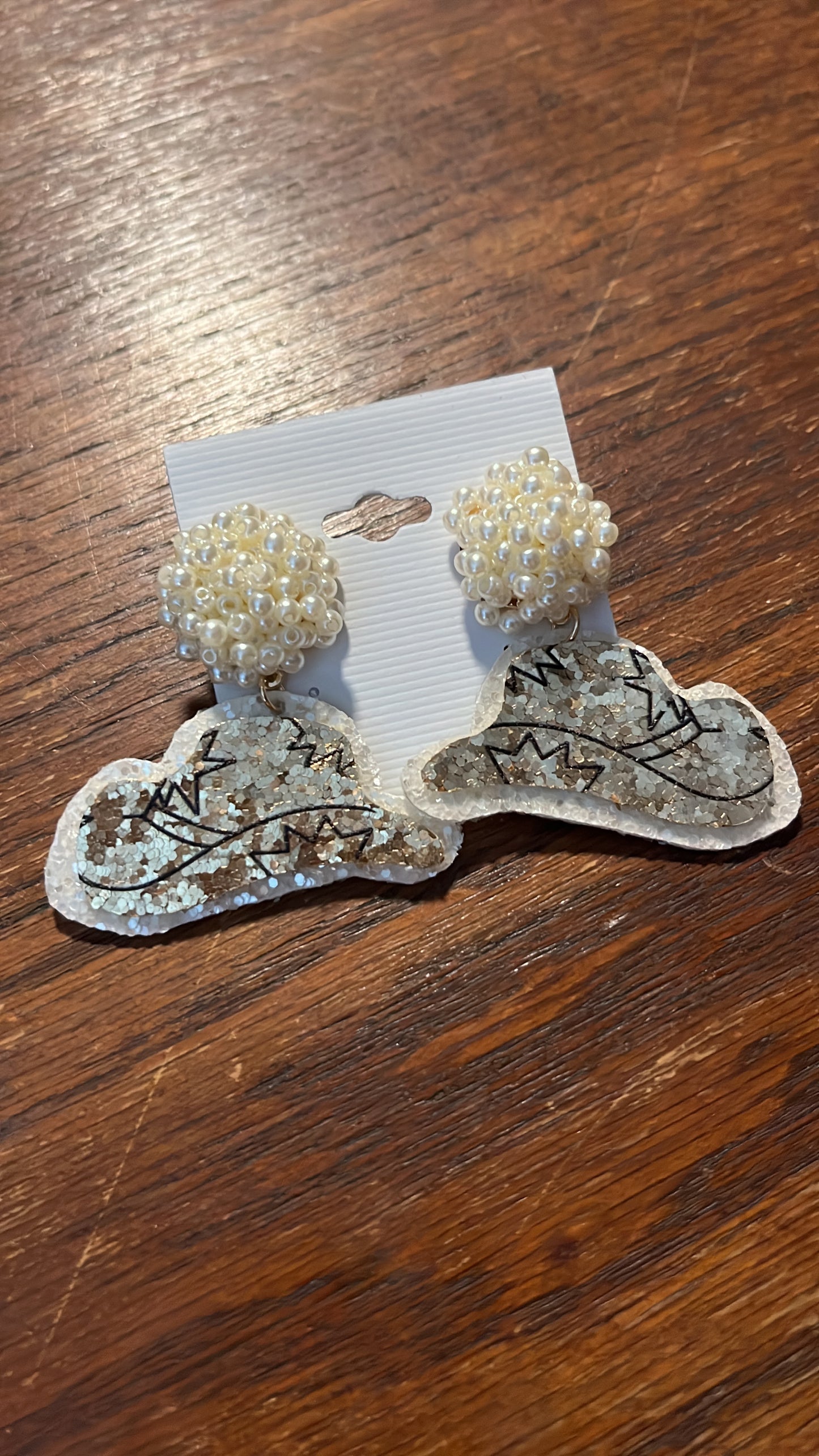 Pearl Confetti Cowboy Hat Earrings