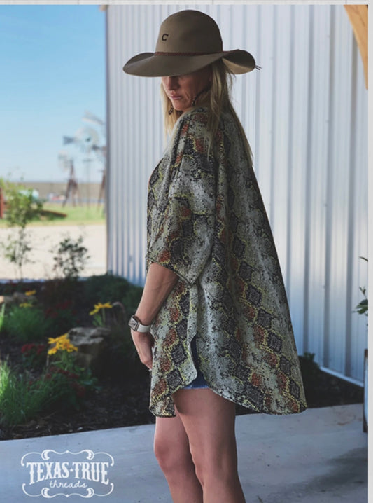 Multi Colored Snakeskin Kimono