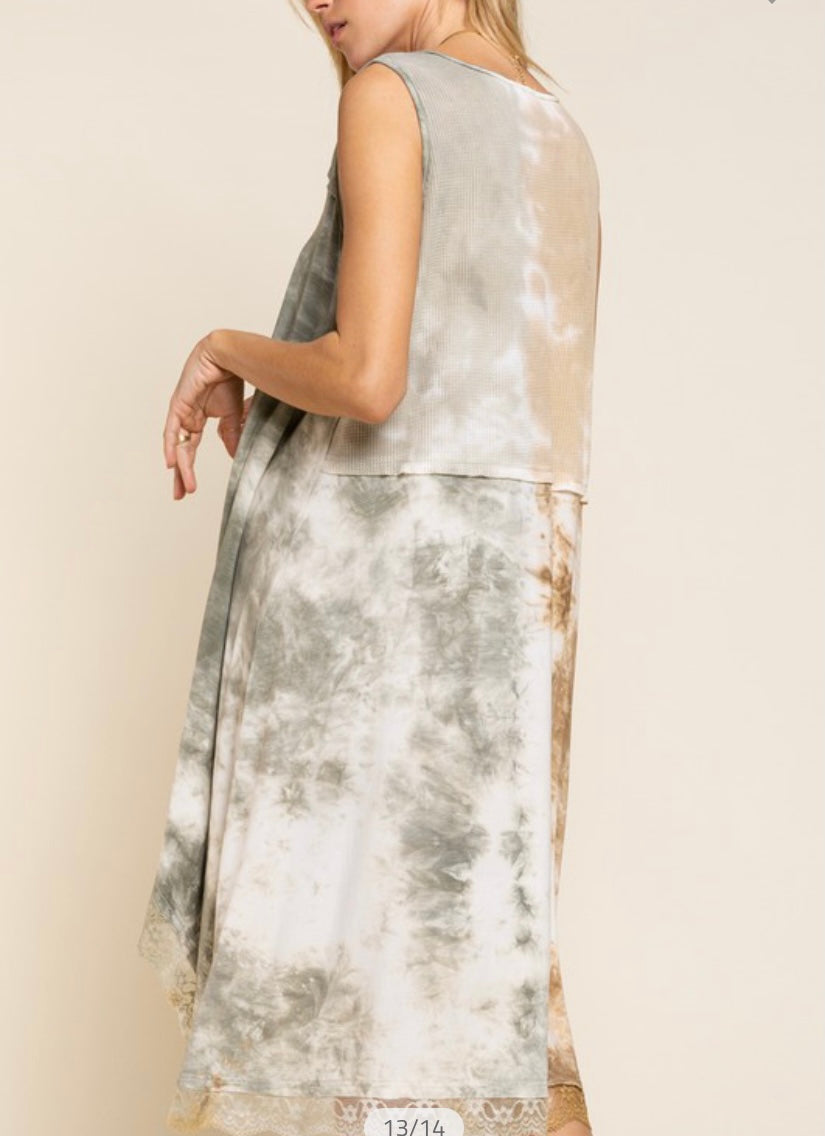 Tie Dye Knit Lace Dress