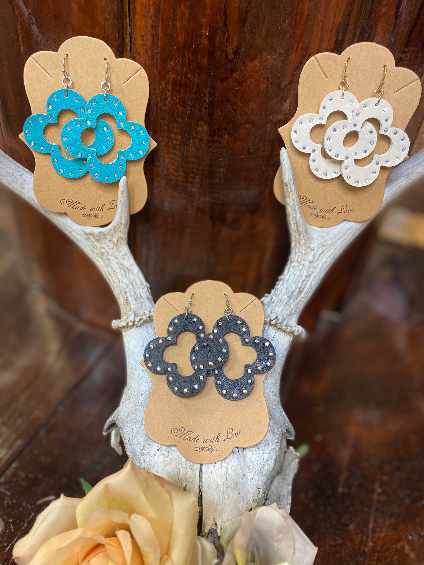 Rhinestone Spade Earrings