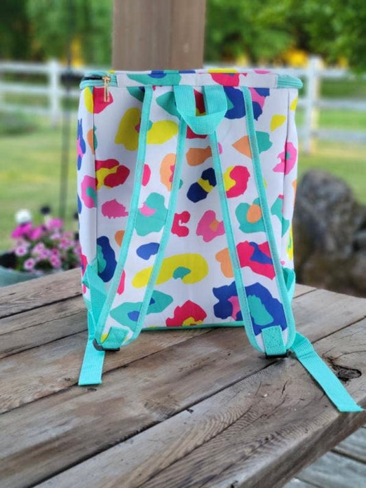 Rainbow Leopard Backpack Cooler