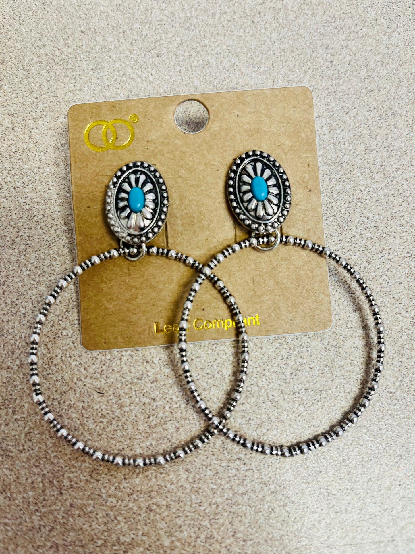 Textured Turquoise Hoops