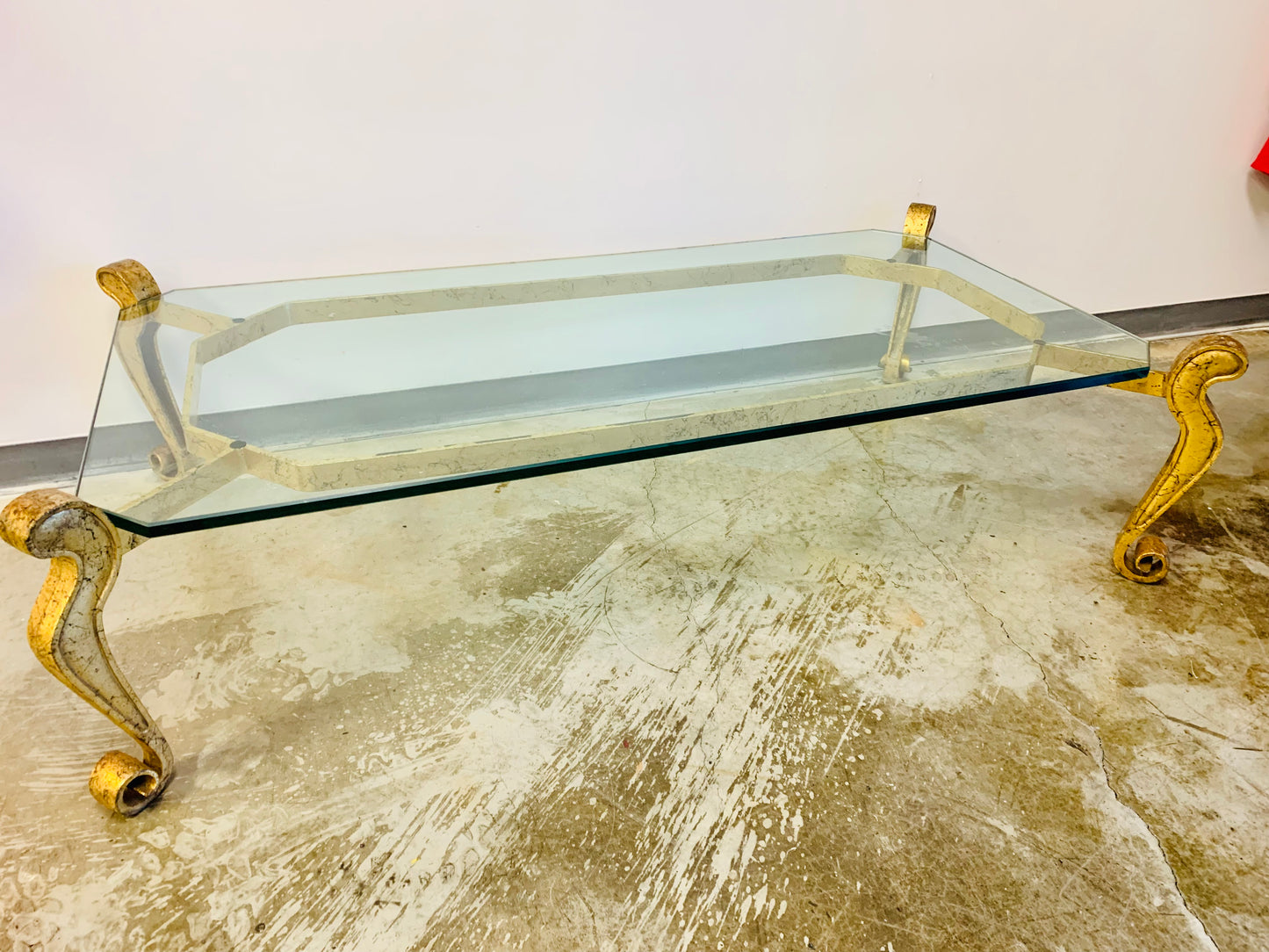 Hollywood Regency French Gilt Wrought Iron Table