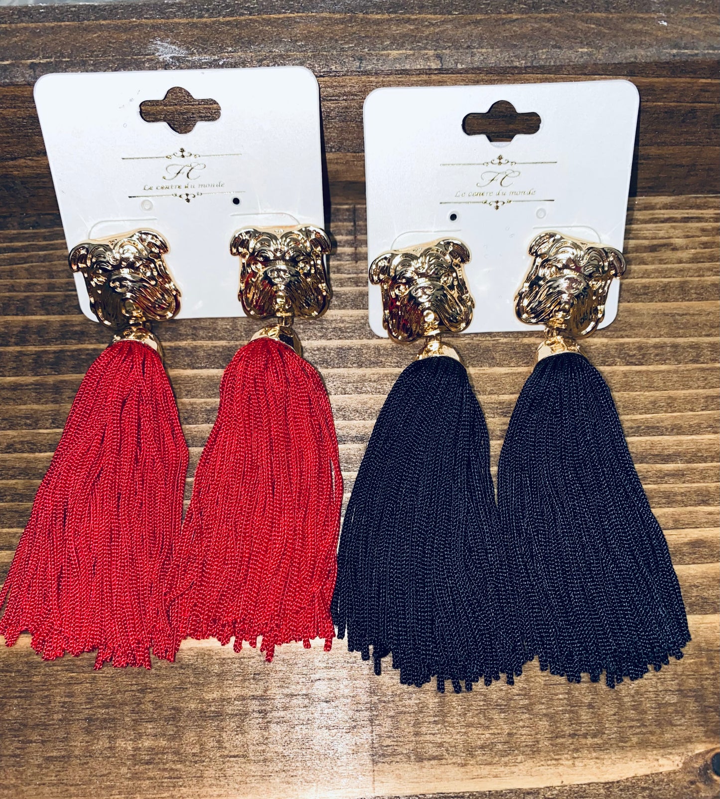 Bulldog Gameday Tassel Earrings