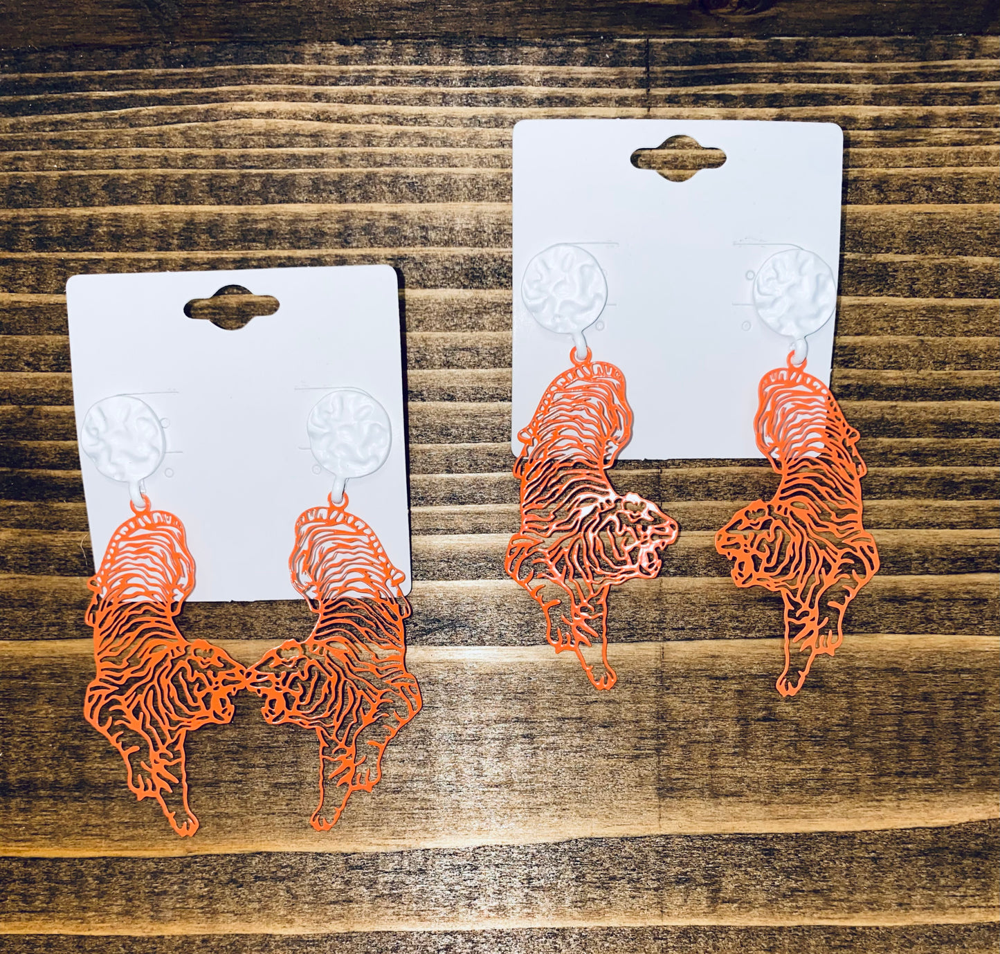 Laser Cut Tiger Earrings