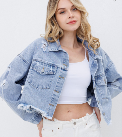 Cinched Star of the Show Denim Jacket