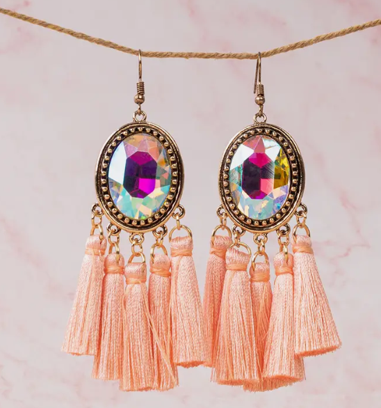 Rhinestone Tassel Earrings