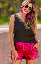 Load image into Gallery viewer, Poppin' Pink Sequin Shorts