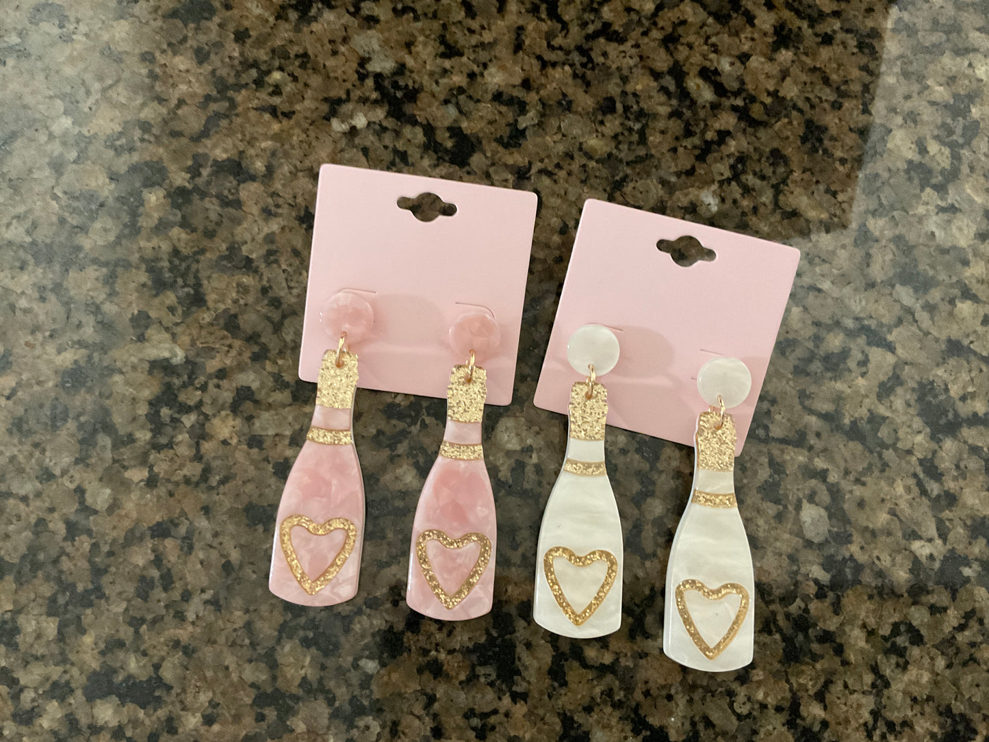 Acrylic Heart Bottle Earrings