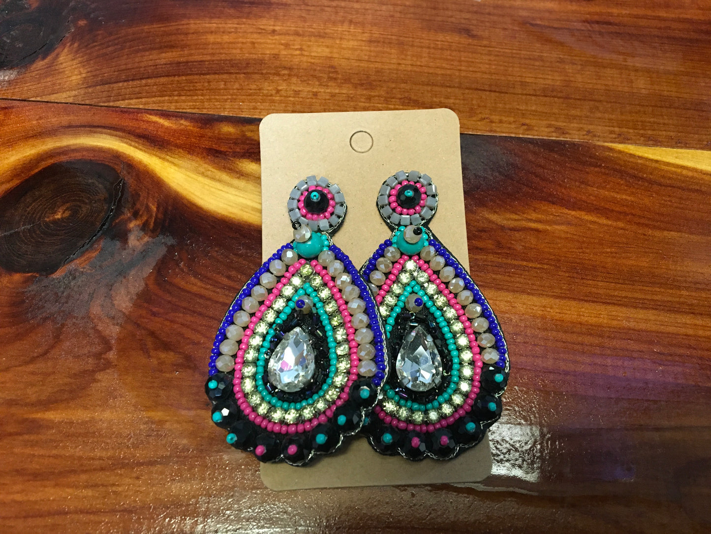 T-Drop Peacock Bead Earrings