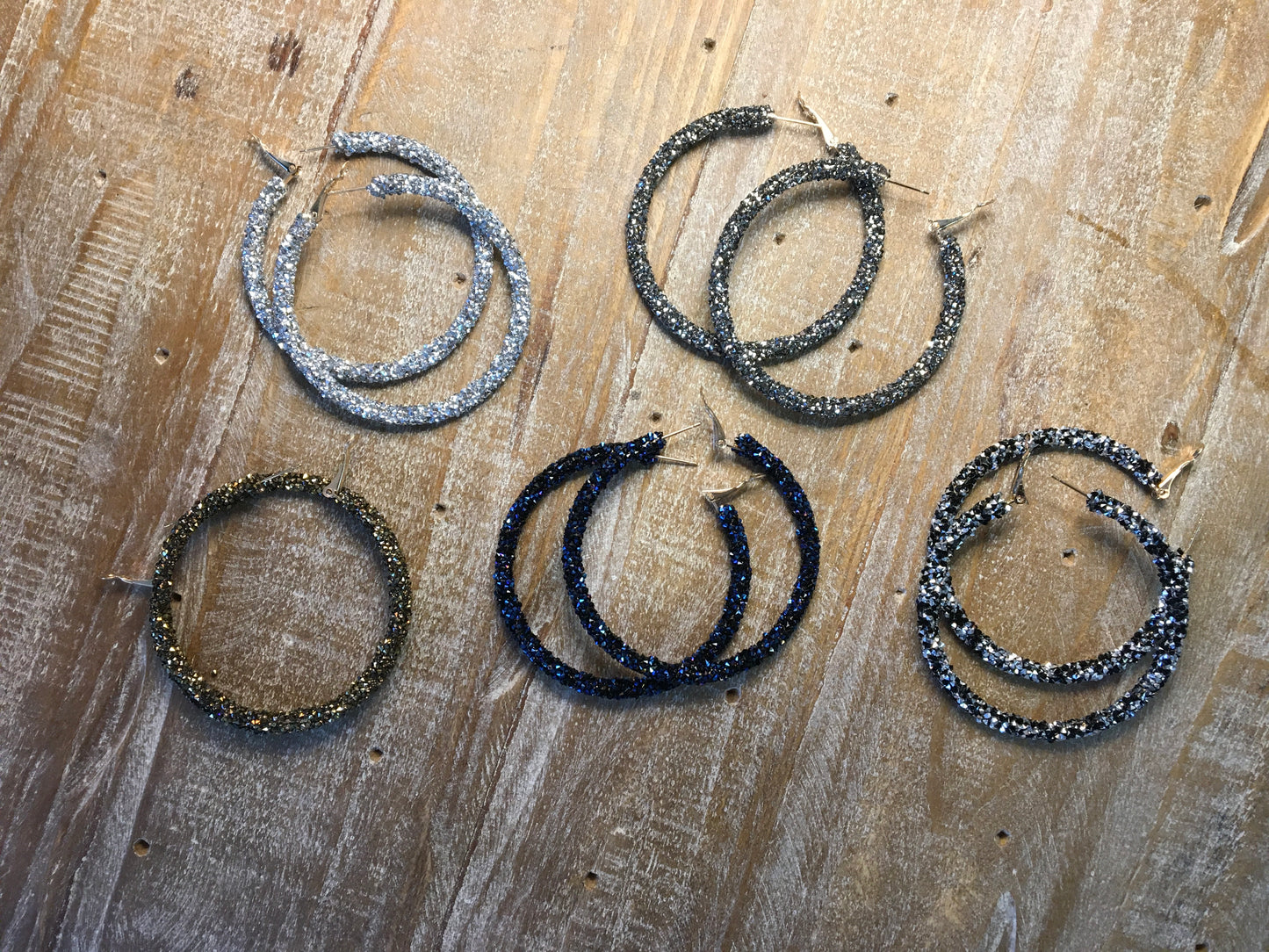 Fan Fun Glitter Hoop Earrings