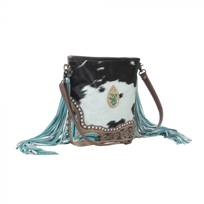 Tooled Cactus Leather & HideOn Myra Bag