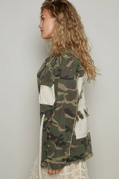Love & Peach Camo Patched Jacket