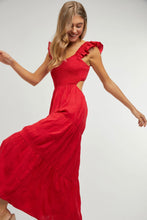 Load image into Gallery viewer, Redder than Red Ruffle Midi Dress
