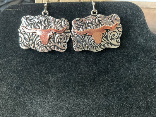 Embossed Bull skull earrings