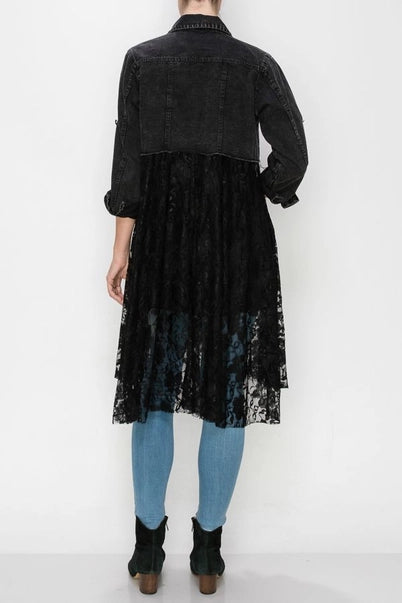 BlackOut Denim Lace Duster
