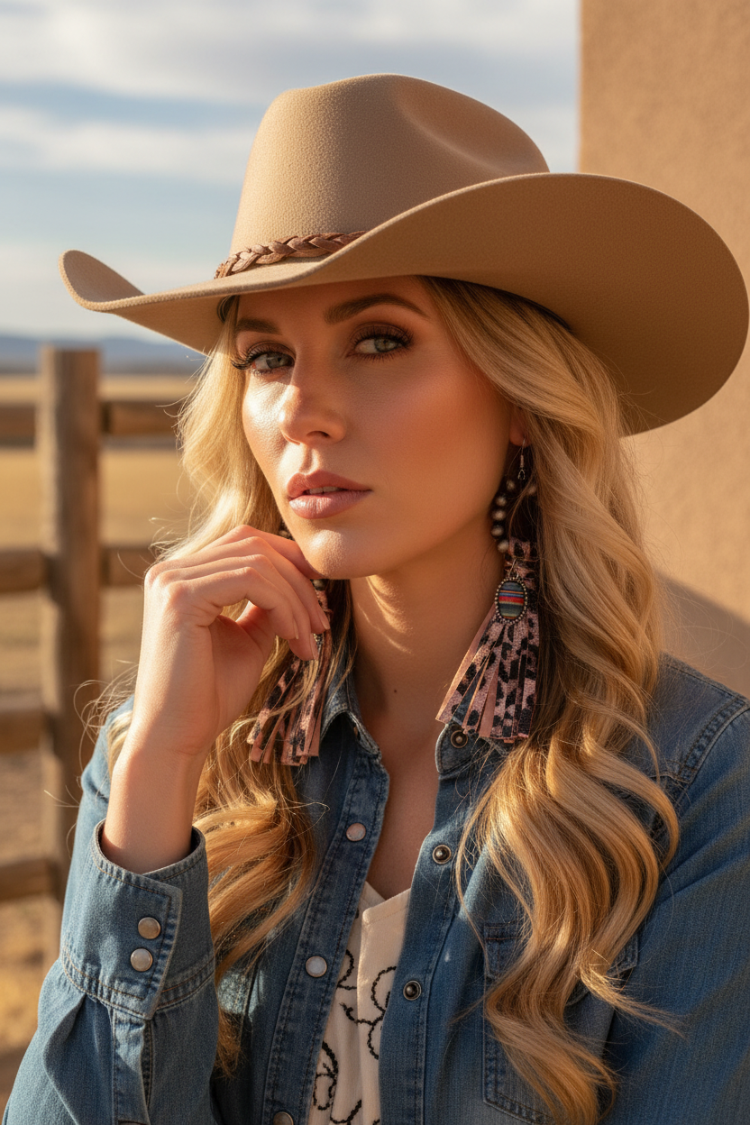 Western Hippie Navaho Peal Earrings