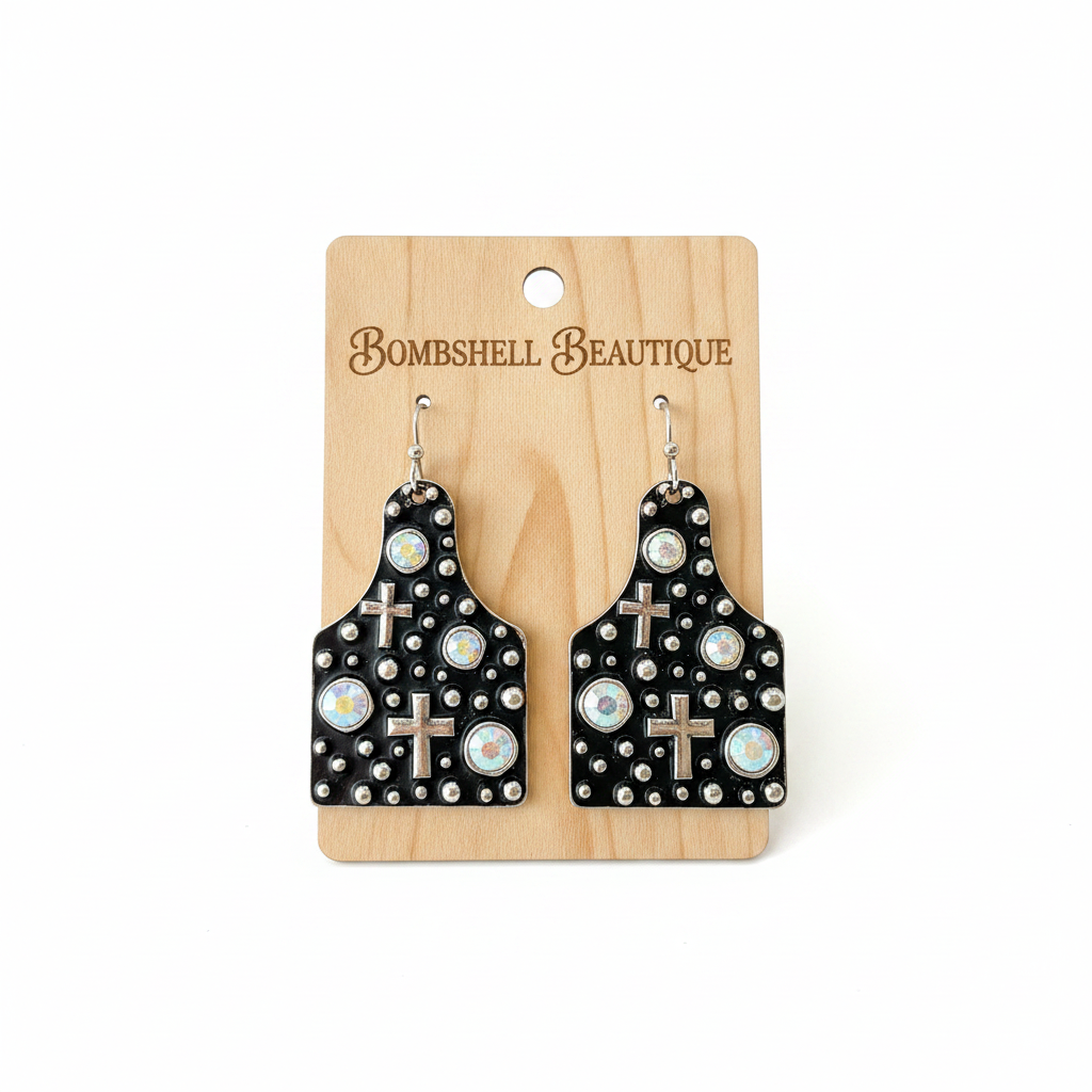 Crosses and CowsTags Earrings