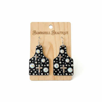 Crosses and CowsTags Earrings