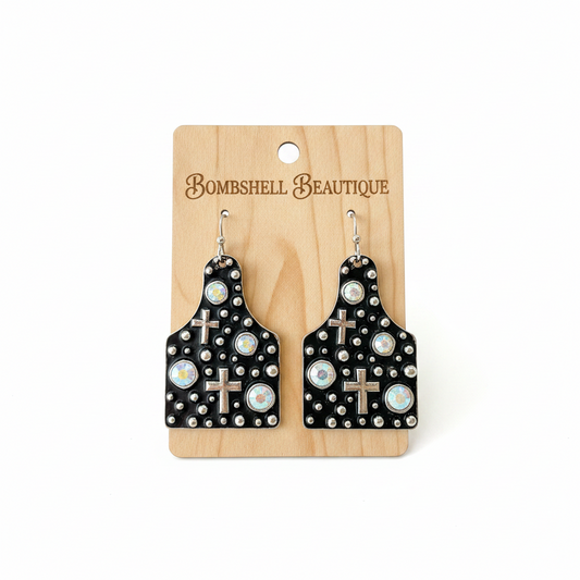 Crosses and CowsTags Earrings