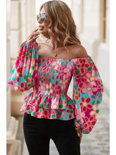 Load image into Gallery viewer, Floral Print Smocked Ruffle Blouse
