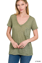 Load image into Gallery viewer, Washed Melange Burnout Scoop V-Neck Top
