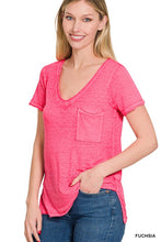 Load image into Gallery viewer, Washed Melange Burnout Scoop V-Neck Top
