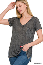 Load image into Gallery viewer, Washed Melange Burnout Scoop V-Neck Top
