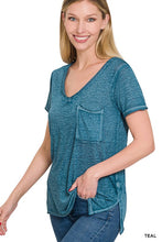 Load image into Gallery viewer, Washed Melange Burnout Scoop V-Neck Top
