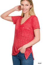 Load image into Gallery viewer, Washed Melange Burnout Scoop V-Neck Top
