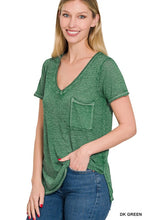 Load image into Gallery viewer, Washed Melange Burnout Scoop V-Neck Top
