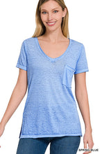 Load image into Gallery viewer, Washed Melange Burnout Scoop V-Neck Top
