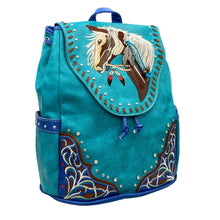 Load image into Gallery viewer, Women&#39;s Embroidered Horse Western Leather Backpack
