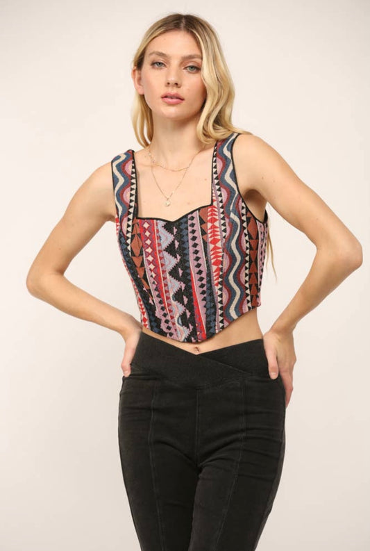 Jacquard Corset Crop Top