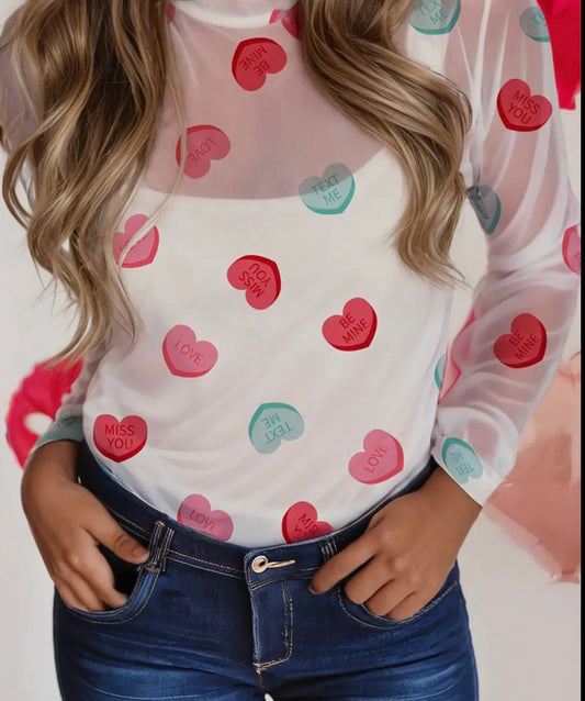 Heart Candy Mesh Top