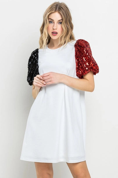 Gameday Sequin Sleeve Dress