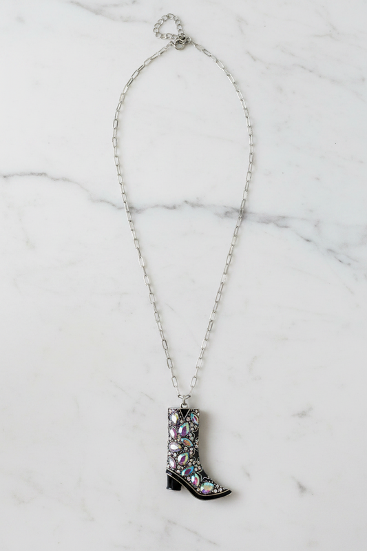 I Dream in Dolly Rhinestone Boot Necklace