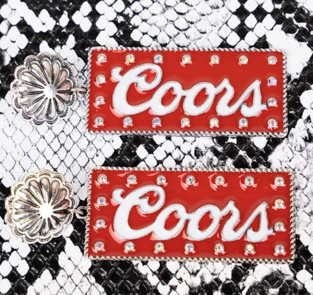 Red Crystal Rocky Mountain Coors Earrings