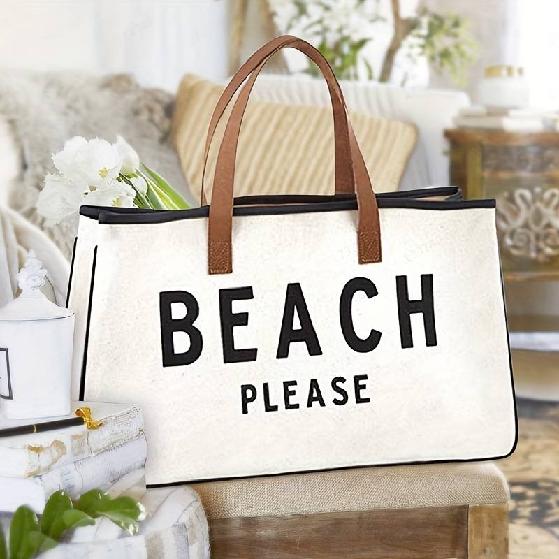 Beach Please Canvas Tote